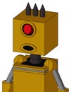 Yellow Droid With Box Head And Round Mouth And Cyclops Eye And Three Dark Spikes