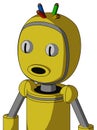 Yellow Droid With Bubble Head And Round Mouth And Two Eyes And Wire Hair