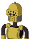 Yellow Droid With Dome Head And Speakers Mouth And Bug Eyes And Spike Tip