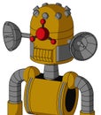 Yellow Droid With Dome Head And Toothy Mouth And Cyclops Compound Eyes