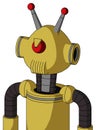 Yellow Droid With Rounded Head And Speakers Mouth And Angry Cyclops And Double Led Antenna