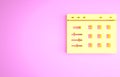 Yellow Drum machine icon isolated on pink background. Musical equipment. Minimalism concept. 3d illustration 3D render