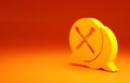 Yellow Drum sticks icon isolated on orange background. Musical instrument. Minimalism concept. 3d illustration 3D render