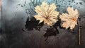 Yellow dry maple leaf in water or a puddle with drops and reflection on a black background. The concept of a sad autumn Royalty Free Stock Photo