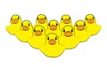 Yellow duck, focus on first, on white background. Business, Leadership, Teamwork or Friendship Concept. Vector