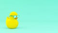 yellow duck with mint sunglasses 3d rendering