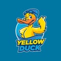 Yellow Duck Swimming Cartoon Mascot Royalty Free Stock Photo