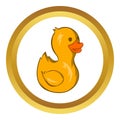 Yellow duck toy vector icon, cartoon style Royalty Free Stock Photo