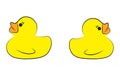 Yellow duck toy on white background. Business conflict, Leadership, Teamwork or Friendship Concept. Vector