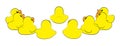 Yellow duck toy on white background. Business conflict, Leadership, Teamwork or Friendship Concept. Vector