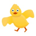 Yellow duck try to fly icon, cartoon style Royalty Free Stock Photo
