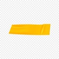 Yellow duct repair tape isolated on transparent background. Realistic yellow adhesive tape piece for fixing. Adhesive