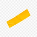 Yellow duct repair tape isolated on transparent background. Realistic yellow adhesive tape piece for fixing. Adhesive