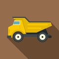 Yellow dump truck icon, flat style Royalty Free Stock Photo