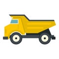 Yellow dump truck icon isolated