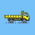 Yellow dump truck line icon