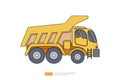 yellow dump truck tipper vector illustration on white background. Isolated heavy industrial machinery equipment vehicle. flat Royalty Free Stock Photo