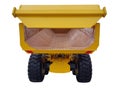 Yellow Dumper industrial truck isolated on the white background