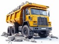 Yellow dumper industrial truck isolated on the white background Royalty Free Stock Photo