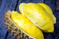 Yellow Durian on wood background