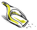 Sketch of a yellow dustpan, vector or color illustration