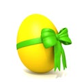 Yellow egg with bow 3d illustration Royalty Free Stock Photo