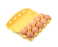 Yellow egg carton isolated Royalty Free Stock Photo