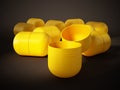 Yellow egg surprise capsules. 3D illustration Royalty Free Stock Photo