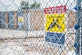 Yellow electric fence sign.