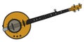 Yellow electric five strings banjo Royalty Free Stock Photo