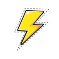 Yellow electric lightning bolt, vector comic illustration in pop art retro style Royalty Free Stock Photo