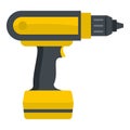 Yellow electric screwdriver drill icon isolated Royalty Free Stock Photo