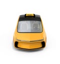 Yellow electric taxi isolated on white background Royalty Free Stock Photo