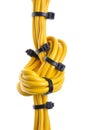 Yellow electrical cables with cable ties Royalty Free Stock Photo