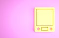 Yellow Electronic scales icon isolated on pink background. Weight measure equipment. Minimalism concept. 3d illustration