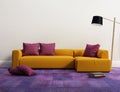 Yellow elegant modern sofa interior Royalty Free Stock Photo