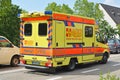 Yellow emergency car of ASB - the Workers` Samaritan Federation, a German aid and welfare organisation for civil protection