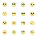 Yellow emoji collection, flat icons set Royalty Free Stock Photo