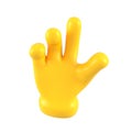 Yellow emoji cute touching gesture isolated. Touch or tap hand icons, symbols, signals and signs. 3d rendering