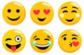 Yellow Emoji Faces Set Isolated on White Vector