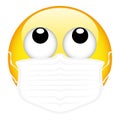 Yellow emoji wearing a surgical mask, emoticon medical mask, vector