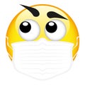 Yellow emoji wearing a surgical mask, emoticon medical mask, vector