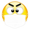 Yellow emoji wearing a surgical mask, emoticon medical mask, vector