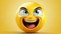 A yellow emoticon with a big smile on its emoji. Generative ai