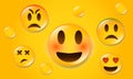 Yellow emoticons in social media concept design vector illustration Royalty Free Stock Photo