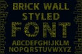 Yellow empty decorative brick wall style font. Vector illustration