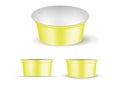 Yellow empty plastic container for yogurt. Packaging for sour cream and sauce Royalty Free Stock Photo