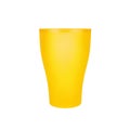 Yellow empty plastic cup white background isolated closeup, disposable blank drink glass, beverage, cocktail, tableware design Royalty Free Stock Photo