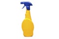 Yellow empty plastic spray detergent bottle isolated on white background. Packaging layout template collection. With clipping path Royalty Free Stock Photo