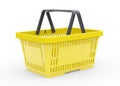 Yellow empty shopping basket isolated on white background Royalty Free Stock Photo